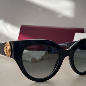 Gucci Black Sunglasses with Gold Detail